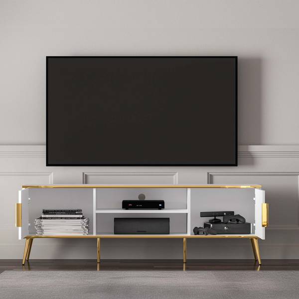 Lowboard VELTI TV-Schrank Weiß - Holzwerkstoff - 160 x 53 x 40 cm