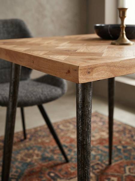 Esstisch FEHMARN Beige - Akazie - 80 x 76 x 80 cm