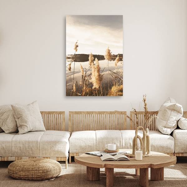 Tableau déco herbe de la pampa au bord 40 x 60 cm