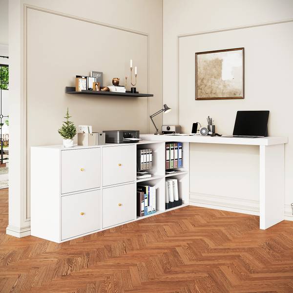 Eckschreibtisch CHANGZoom Weiß - Holzwerkstoff - 140 x 78 x 120 cm