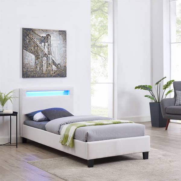 Polsterbett mit LED HIMALAYA Weiß