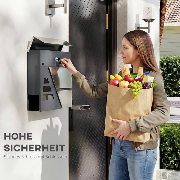 Briefkasten B80-019V00CG Grau - Metall - 10 x 37 x 37 cm