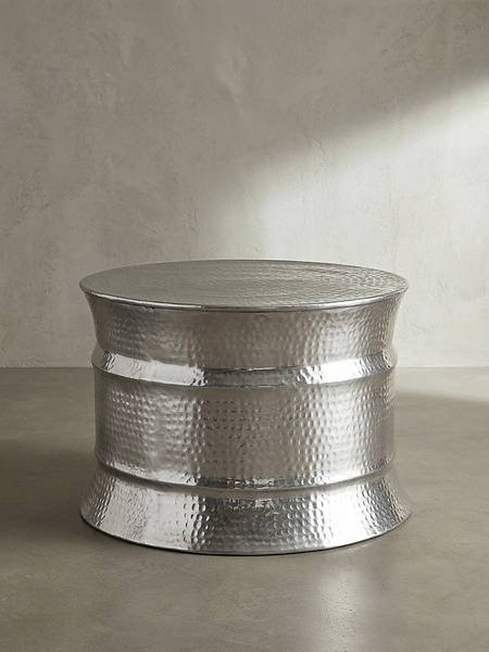Couchtisch ENNS mit Ringprofil Silber - Aluminium - 62 x 41 x 62 cm