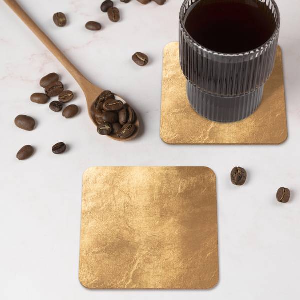 GLASUNTERSETZER Blatt-Textur 6er-Set Gold - Kork - 10 x 1 x 10 cm