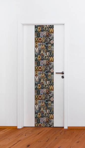 Selbstklebende Tapete Type Collage Braun - Mischgewebe - Vinyl - 35 x 250 x 1 cm