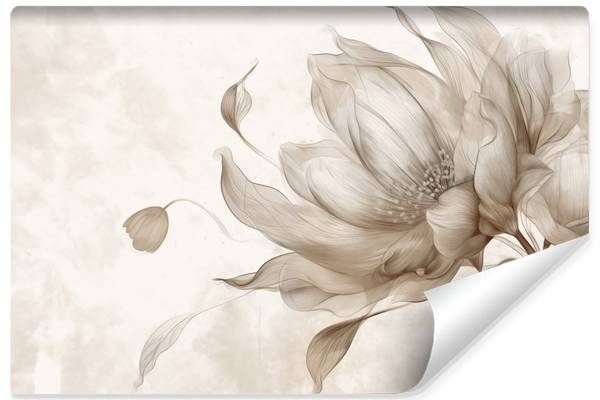 Vlies-Fotobehang NATUURLIJKE Bloem Plant beige - bruin - grijs - vlies - 315 x 210 x 210 cm