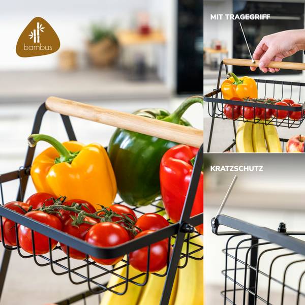 Obstschale 70493 Schwarz - Metall - 30 x 32 x 27 cm