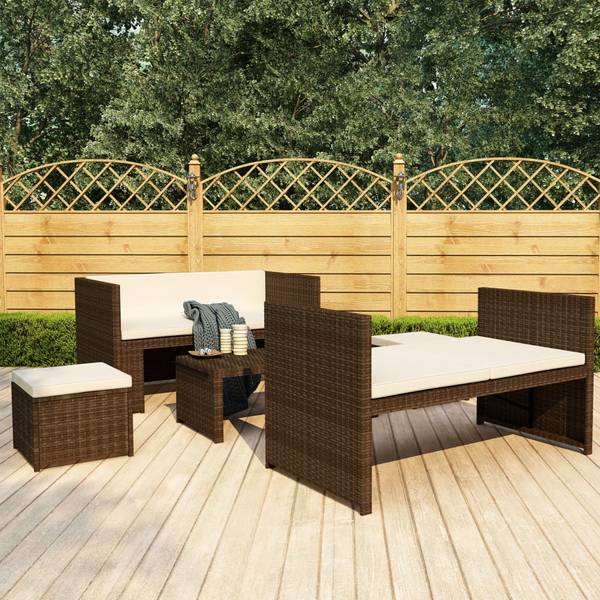 5-tlg. Garten-Lounge-Set XT6104 Braun - Rattan