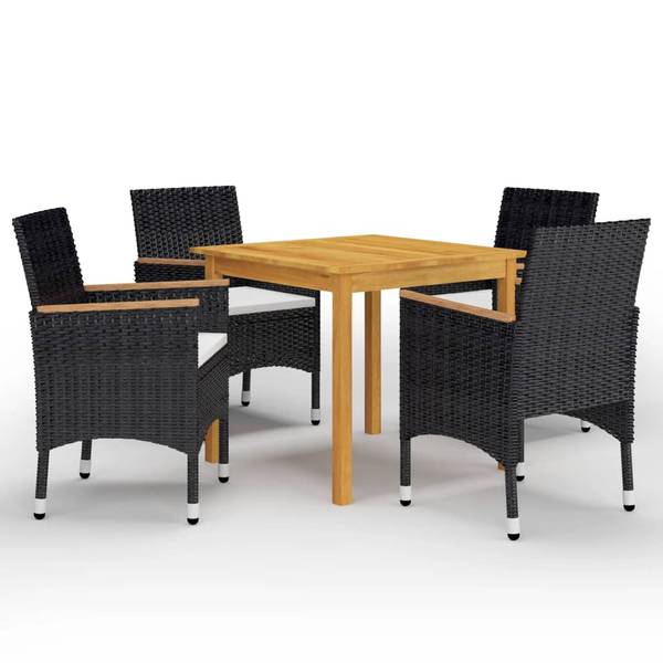 Garten-Essgruppe 3067677 (5-teilig) Schwarz - Akazie - 85 x 74 x 85 cm