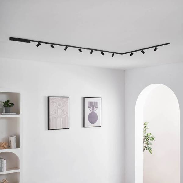LED-Schienensystem Lyne Schwarz - Metall - 100 x 7 x 200 cm