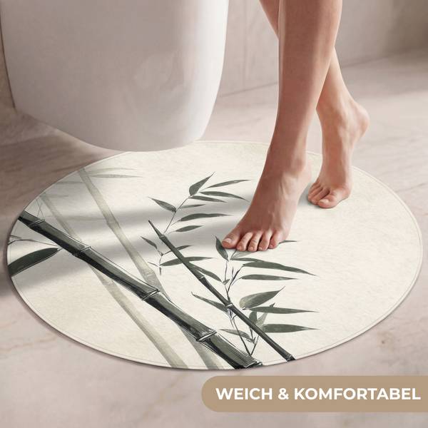 Tapis de Toilette Bambou Beige - Microfibre - 70 x 70 x 1 cm