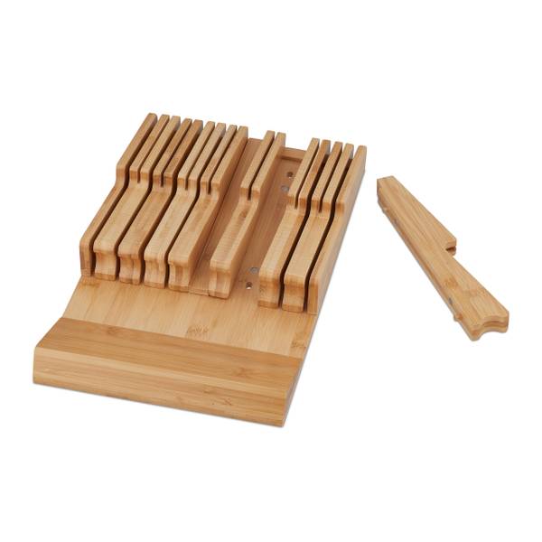 Rangement à tiroir pour 16 couteaux Marron - Bambou - 24 x 6 x 40 cm