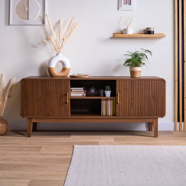 Lowboard MILO Braun - Stahl - Melamin - 40 x 60 x 145 cm