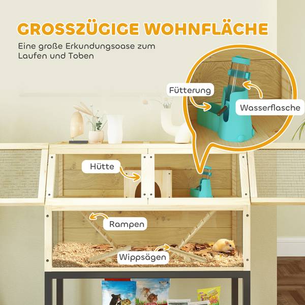 Zwerghamsterkäfig D51-443V00ND Braun - Massivholz - 43 x 101 x 87 cm