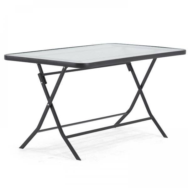 Gartentisch mit 4 Klappstühle Calvi Schwarz - Metall - 81 x 71 x 130 cm