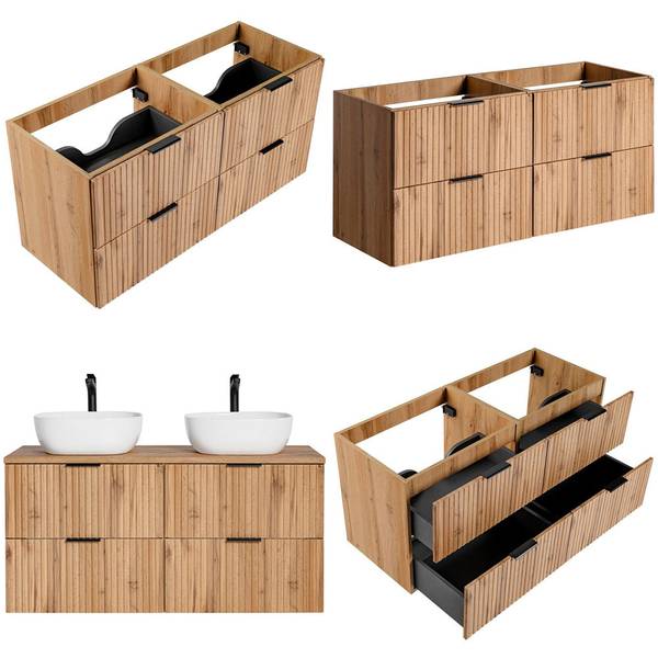 Badmöbel-Set ADELAIDE-56-156 5er-Set Braun - Holzwerkstoff - 220 x 200 x 47 cm