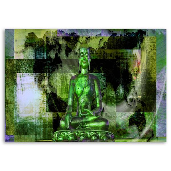 Bilder Buddha Zen Grün Orient Abstrakt 60 x 40 cm
