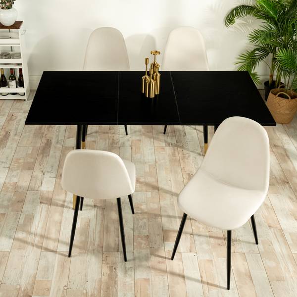 Esstisch WHALEN DKST Schwarz - Gold - Eisen - 80 x 75 x 160 cm