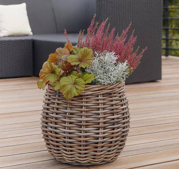 Pflanzkorb VERDANA Grau - Rattan - 46 x 42 x 46 cm