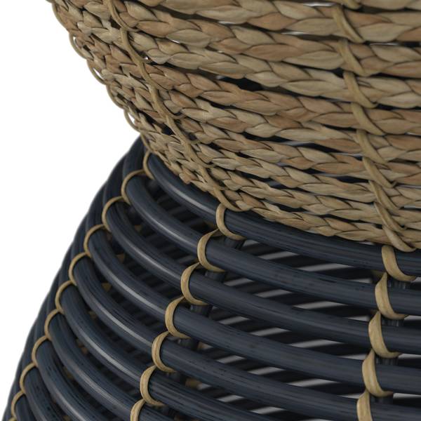 Gartenbeistelltisch NOELIA Beige - Schwarz - Metall - Naturfaser - Kunststoff - Holz teilmassiv - 55 x 45 x 45 cm