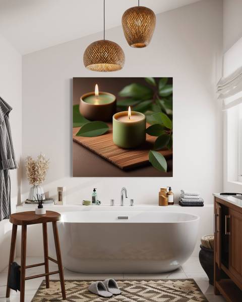 Wandbild kerzen zen spa 60 x 60 cm