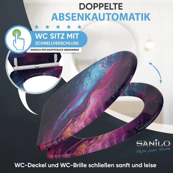 WC Sitz mit Absenkautomatik Lumen Violett - Holzwerkstoff - 38 x 6 x 48 cm