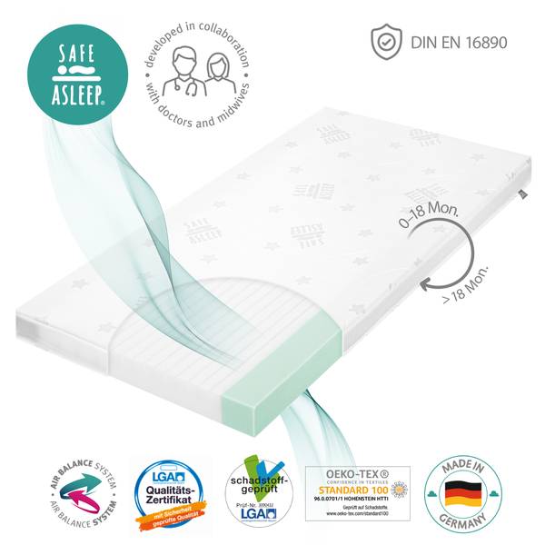 Stubenbettmatratze Air Balance Plus Grau - 65 x 120 cm