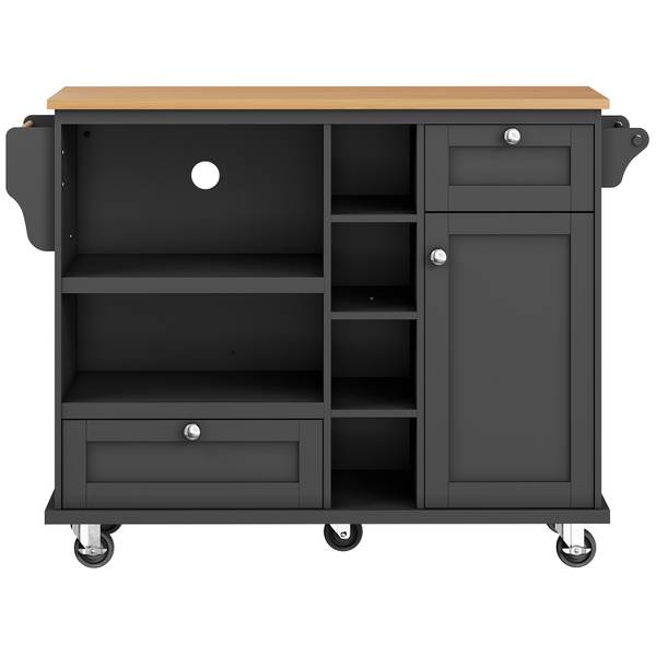 Kücheninsel Hestia Ⅵ Schwarz - Braun - Holzwerkstoff - Metall - 46 x 96 x 129 cm