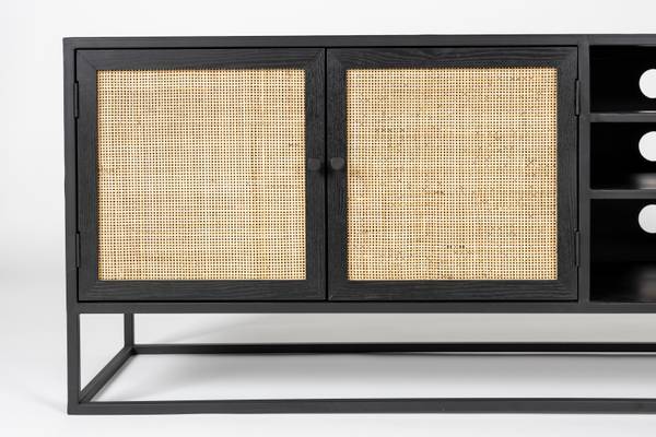 Beistelltisch LI Schwarz - Massivholz - 38 x 55 x 150 cm