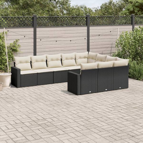 Garten-Lounge-Set 3034343-1 10-teilig Schwarz - Creme
