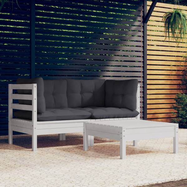 Garten-Lounge-Set 3012380 (3-teilig) Anthrazit - Weiß