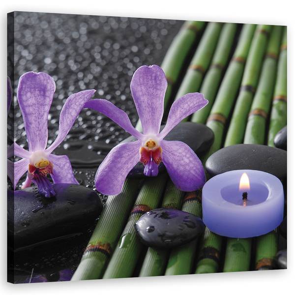 Wandbild bambus blumen zen 50 x 50 cm