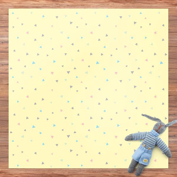 Bunte Pastelldreiecke auf Gelb 40 x 40 cm