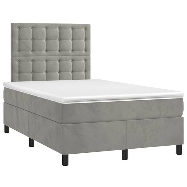 Boxspring 3017294-13 grijs - polyester - grenenhout - 123 x 128 x 193 cm