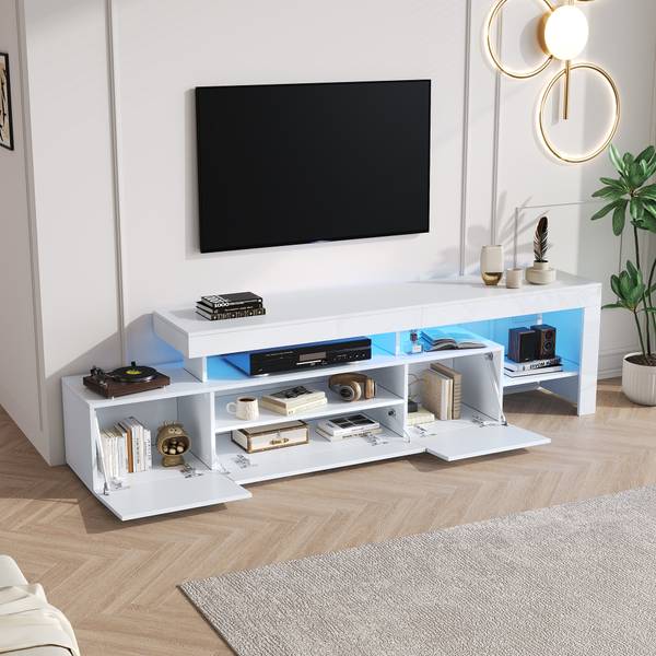 Meuble TV Endymion Ⅱ Blanc - Bois manufacturé - 37 x 53 x 192 cm