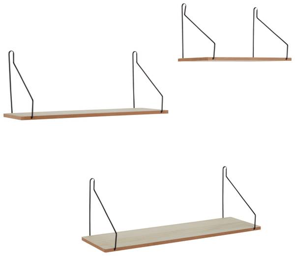 Wandregalset BERN 3-teilig Beige - Holzwerkstoff - Metall - 30 x 17 x 15 cm