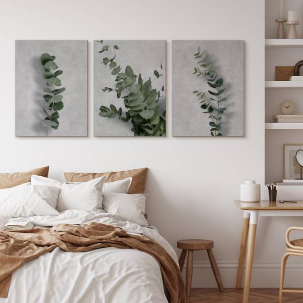 Afbeeldingen EUCALYPTUS Blad Set Van 3 grijs - groen - linnen - 90 x 40 x 40 cm