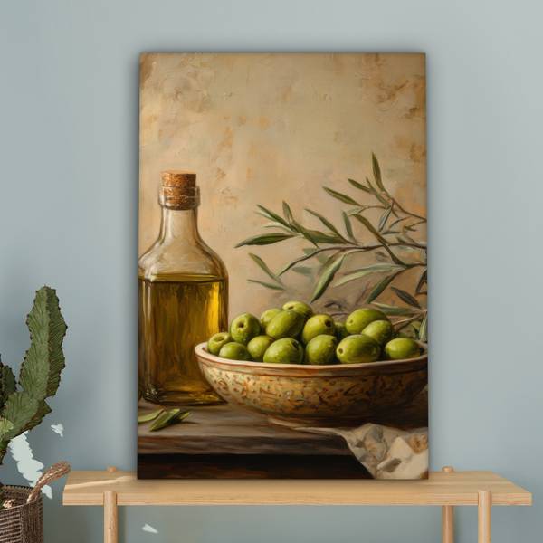 CANVAS SCHILDERIJ Olijven groen - katoen - 40 x 60 x 2 cm