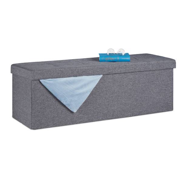 Sitzbank mit 3 Fächern Grau - Polyester - 114 x 39 x 38 cm