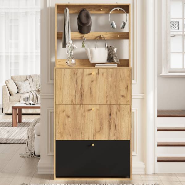 Garderobenset MUHEJi31 Braun - Holzwerkstoff - 24 x 180 x 75 cm