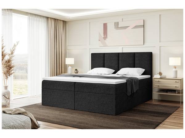 Boxspringbett Kylian Schwarz - 200 x 180 cm - H4
