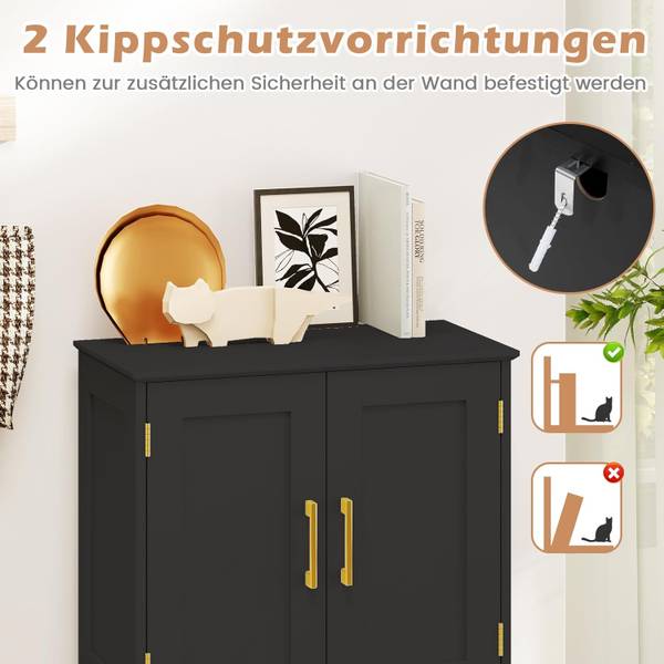 Aufbewahrungsschrank VH34837 Schwarz - Holzwerkstoff - 30 x 110 x 60 cm