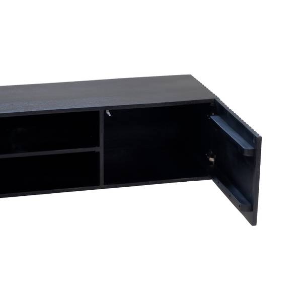Schwebendes TV-Möbel Roman Schwarz - Massivholz - 150 x 35 x 40 cm