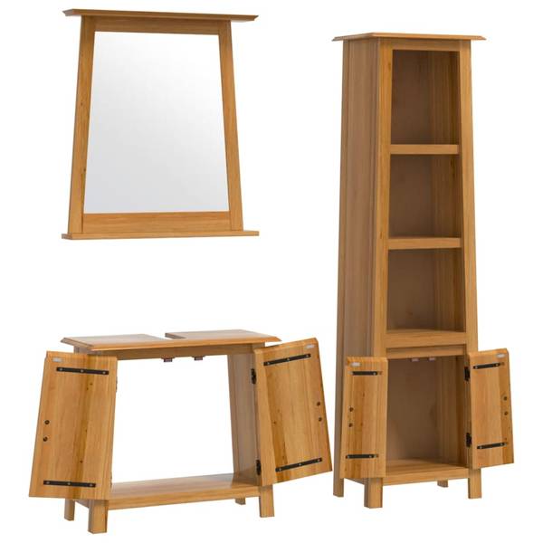 Meubles de salle bain 3223462 lot de 3 Marron - Pin - 70 x 63 x 32 cm