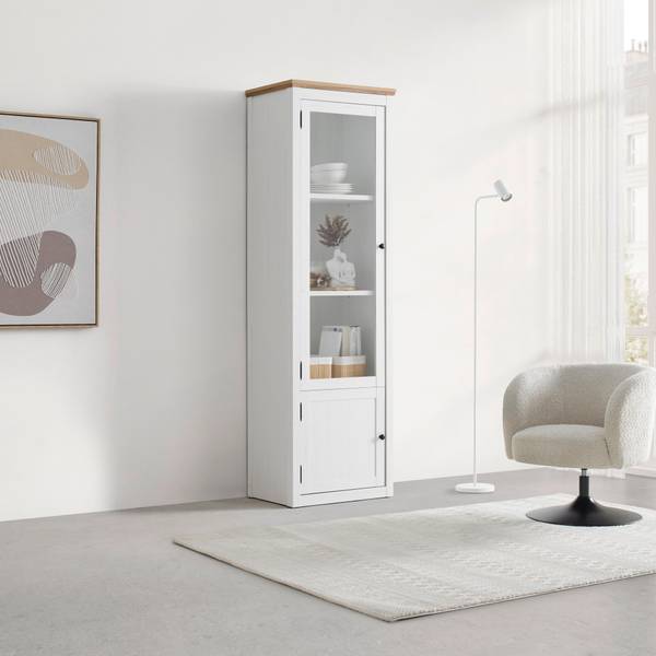 Vitrine KORSIKA Braun - Weiß - Holzwerkstoff - 59 x 195 x 43 cm
