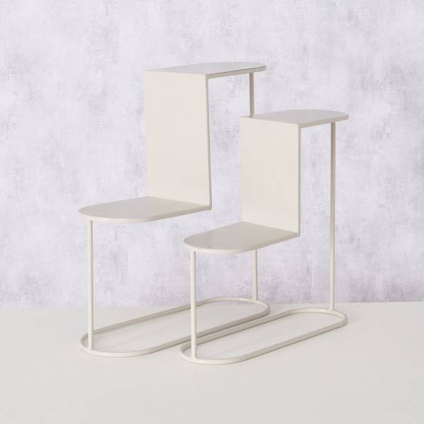 Blumentreppe PLUTO 2er Set Beige - Metall - 18 x 55 x 50 cm