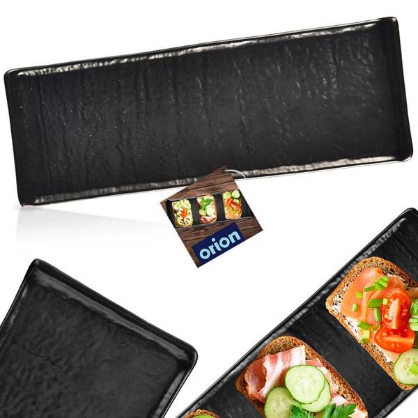 Serviertablett 153857 Schwarz - Keramik - 12 x 2 x 34 cm