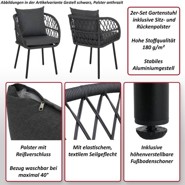 Gartenstuhl Q38 (2er-Set) Grün - Hellgrau