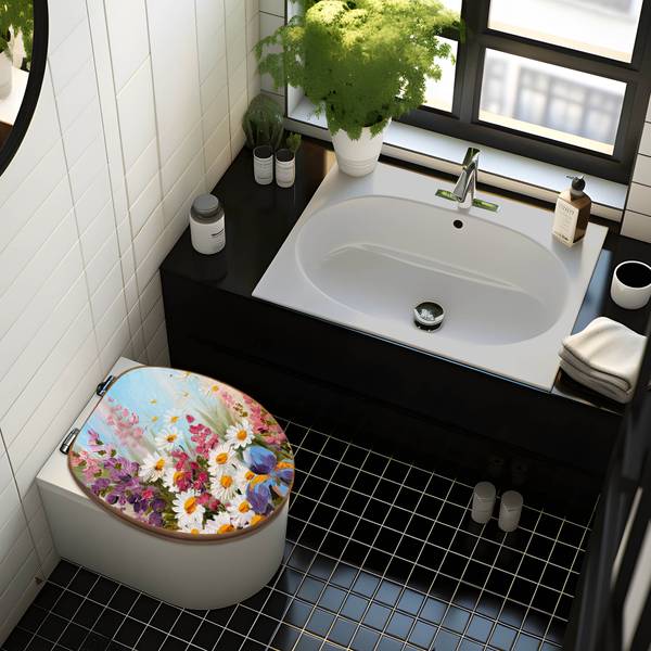 WC-Sitz mit Absenkautomatik Sommerstraus Bambus - Holzwerkstoff - 38 x 5 x 49 cm