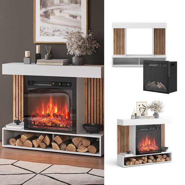 Elektrokamin Lynea 51887 Weiß - Holzwerkstoff - 100 x 80 x 25 cm